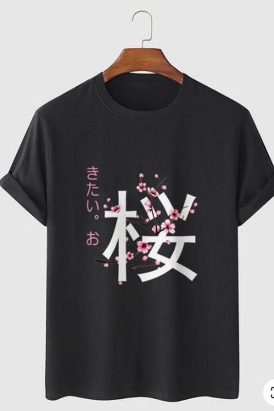 Fifth Avenue Floral Printed MIFT206 T-Shirt - Black