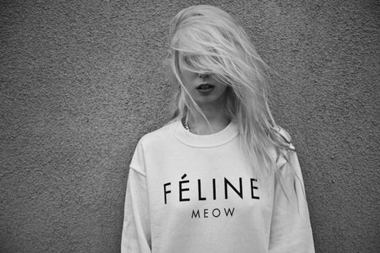 Fifth Avenue Meow Feline Printed Sweatshirt - White