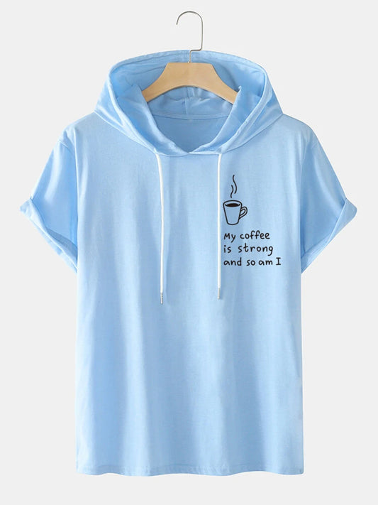 Fifth Avenue Coffee Pocket Print MIFT435 Hooded ROKA T-Shirt - Light Blue