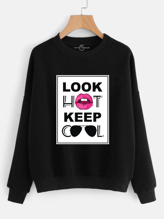 Fifth Avenue Look Hot Keep Cool Printed Sweatshirt - Black