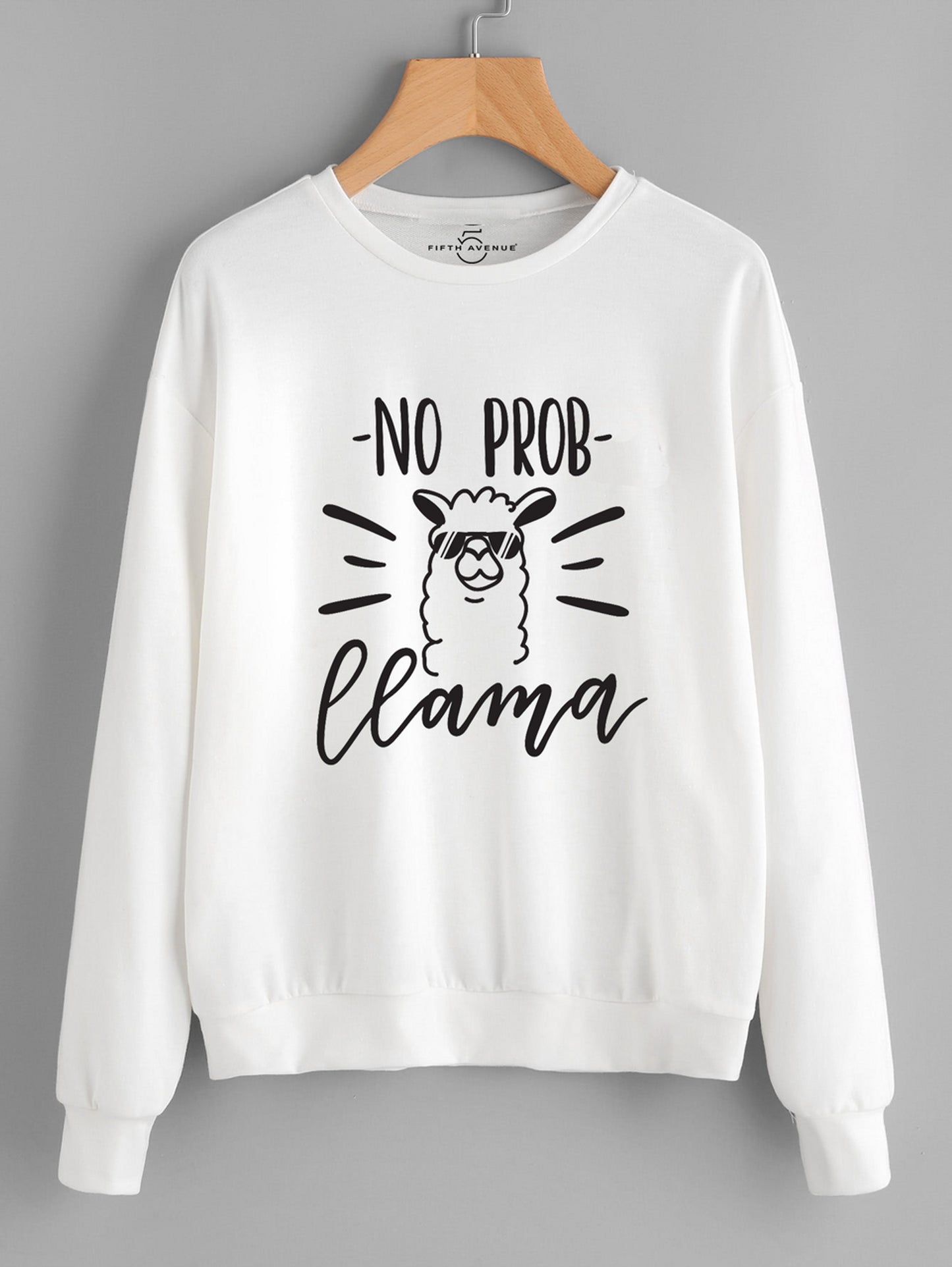 Fifth Avenue No Prob Llama Printed Sweatshirt - White