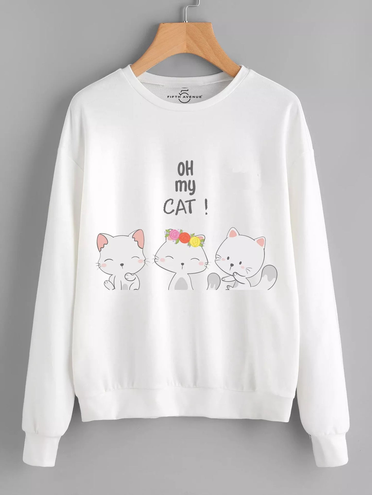 Fifth Avenue DIFT37 Cats Party Printed Sweatshirt - White