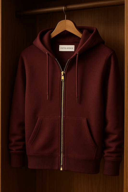 Fifth Avenue Mens Zip Up Hooded Jacket ROZA - Maroon
