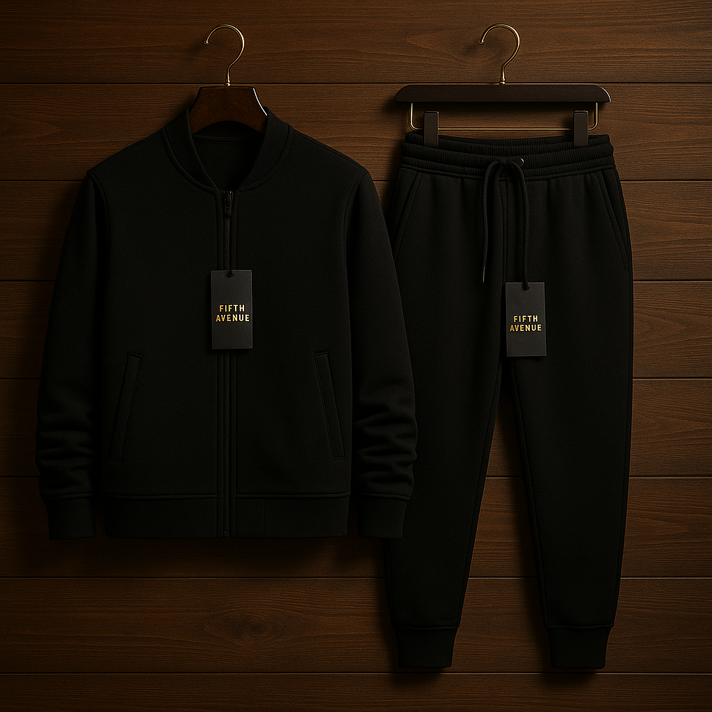 Fifth Avenue Mens Jacket and Pants Set FAMJAPNS27 - Black