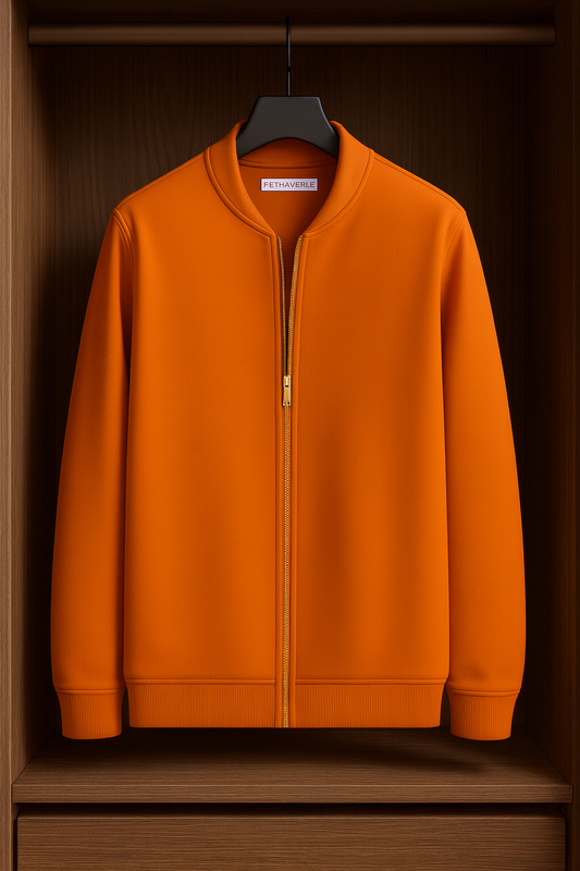 Fifth Avenue Mens Zip Up Bomber Jacket ZOHA - Orange