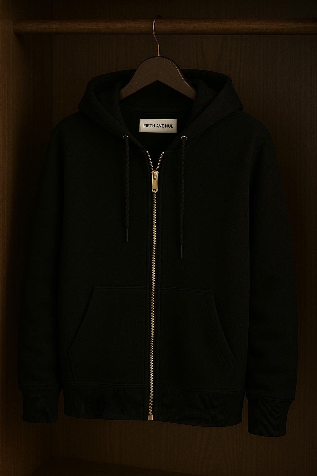 Fifth Avenue Mens Zip Up Hooded Jacket ROZA - Black