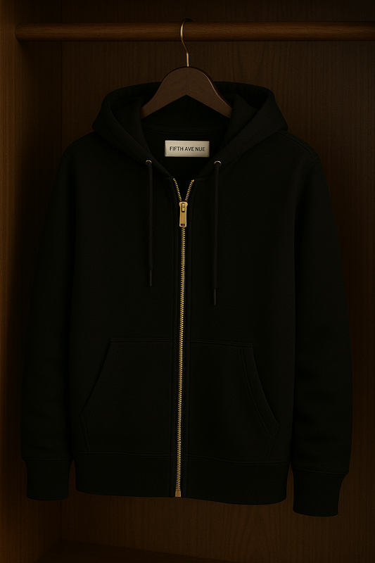 Fifth Avenue Mens Zip Up Hooded Jacket ROZA - Black