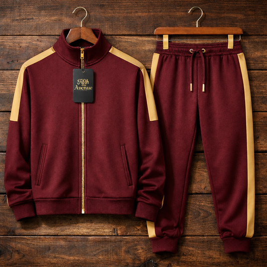 Fifth Avenue Mens Jacket and Pants Set FAMJAPNS41 - Maroon