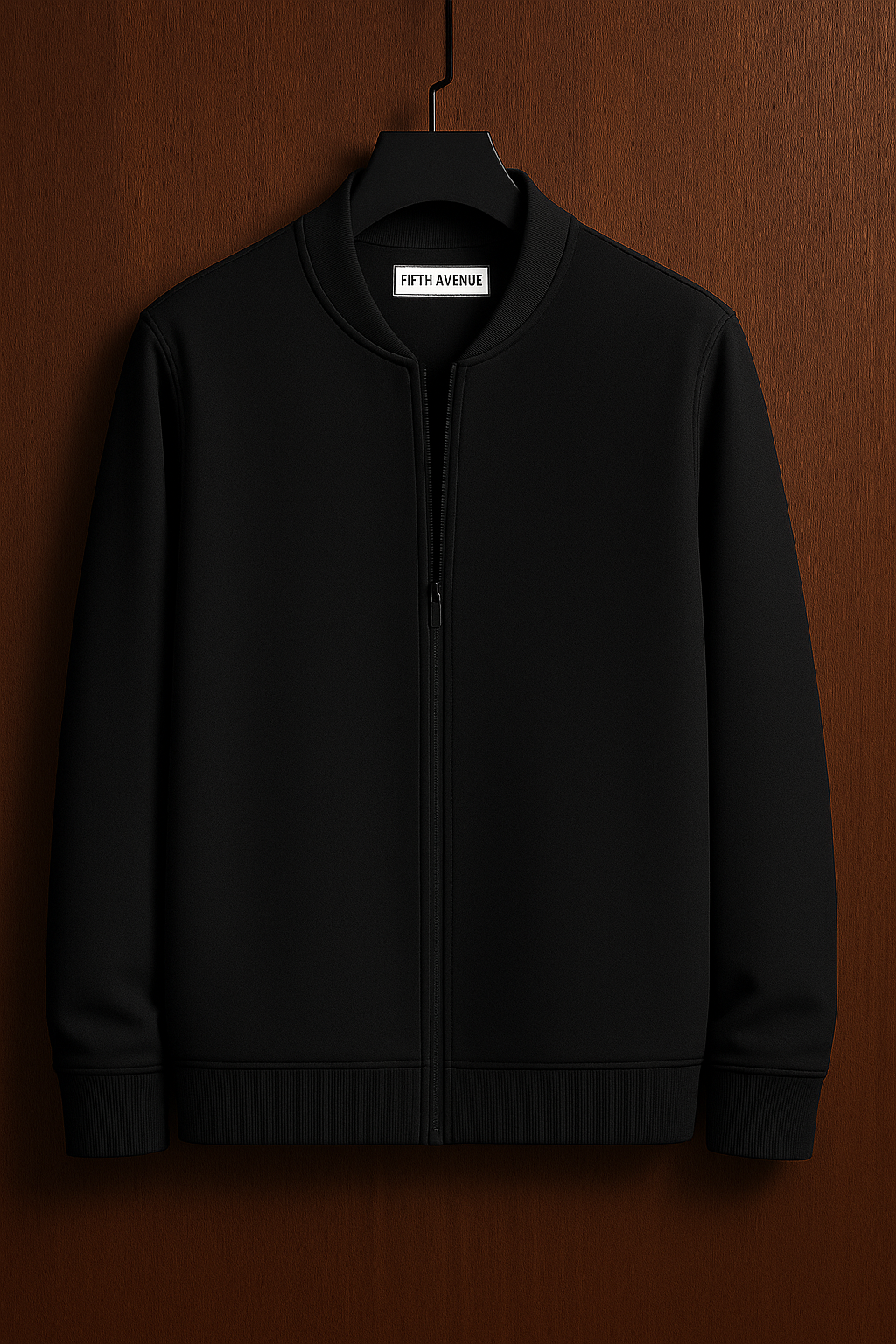 Fifth Avenue Mens Zip Up Bomber Jacket FOJA - Black