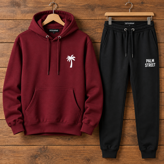 Palm Street Mens Printed Hoodie and Jogger Pants Printed Co Ord Set - PSPWCS2