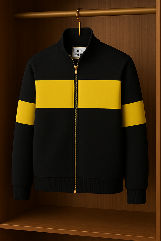 Fifth Avenue Mens Zip Up Bomber Jacket ZINA - Black