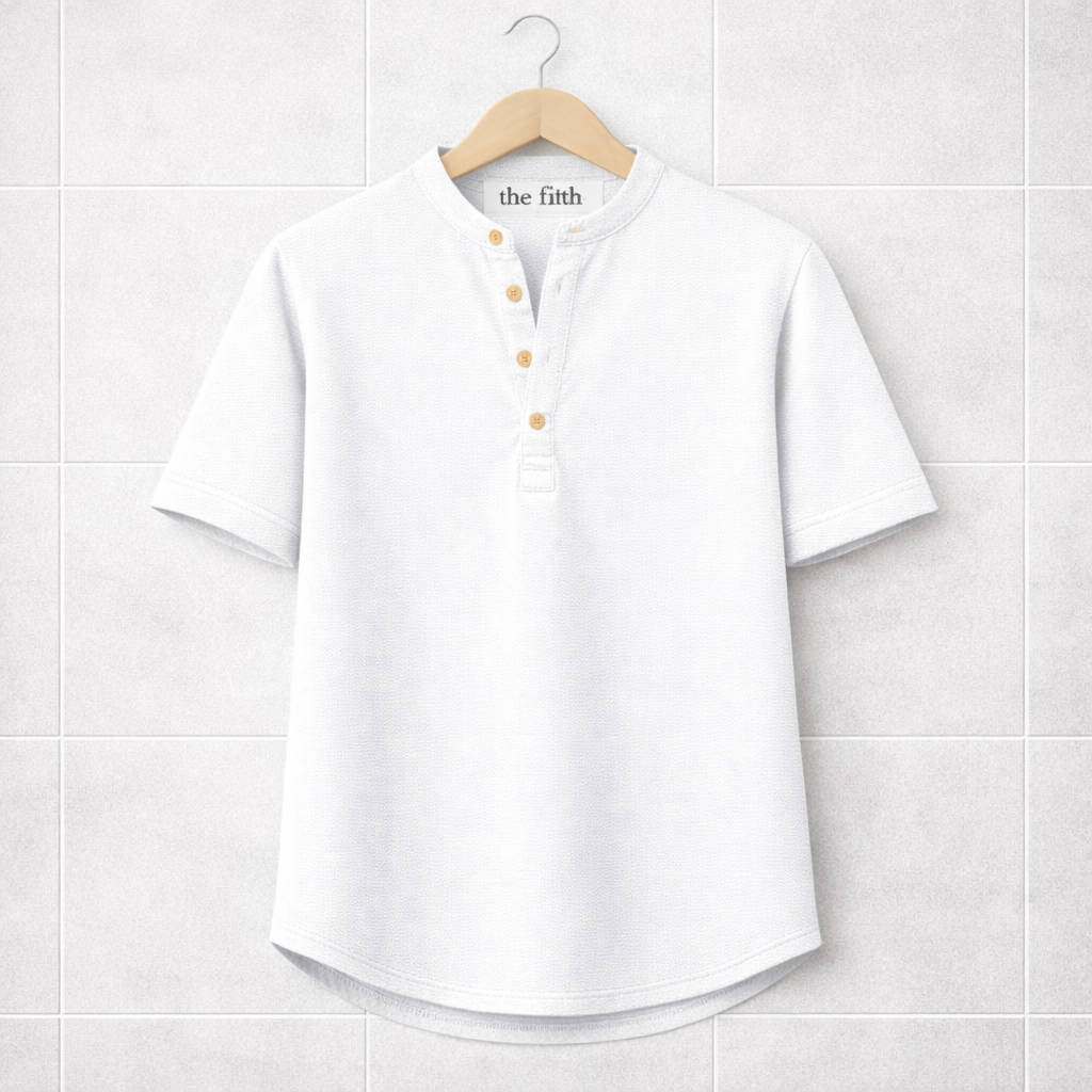 Fifth Avenue Mens Button T-Shirt S26TS9 - White