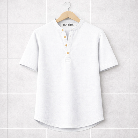 Fifth Avenue Mens Button T-Shirt S26TS9 - White