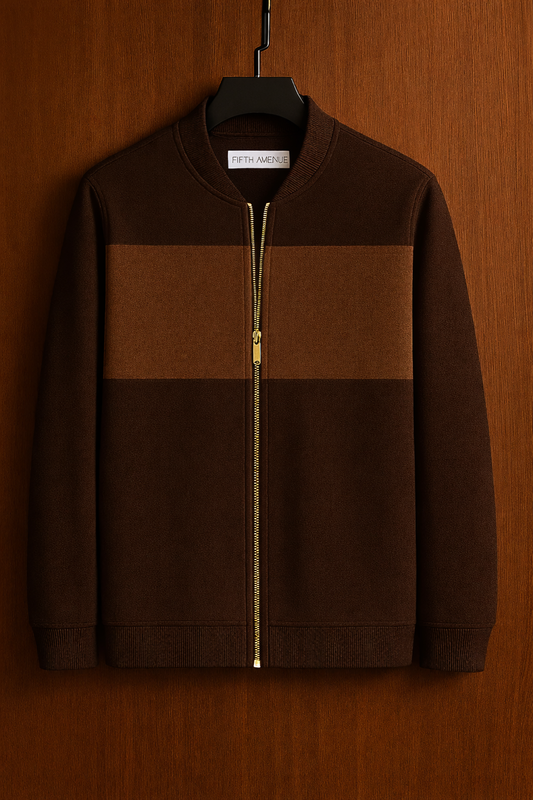 Fifth Avenue Mens Zip Up Bomber Jacket HOLA - Brown