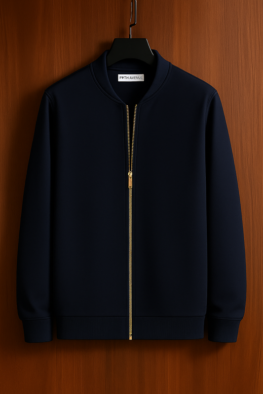 Fifth Avenue Mens Zip Up Bomber Jacket ZOHA - Navy Blue