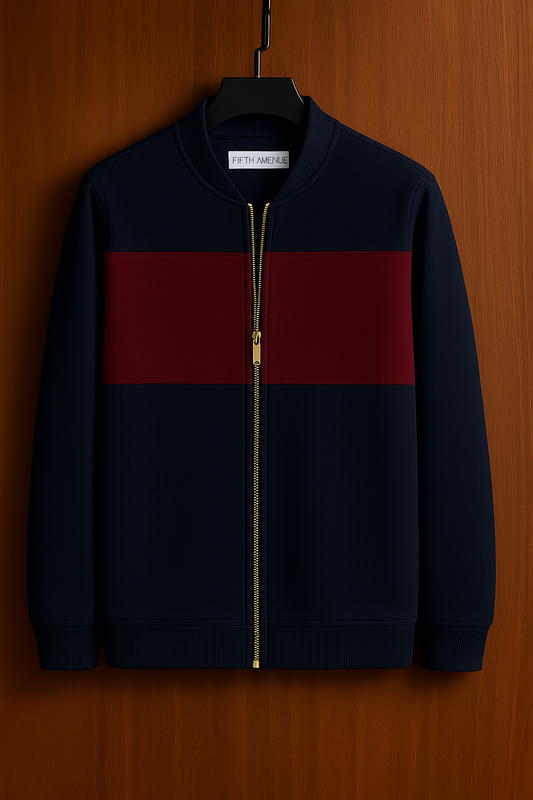 Fifth Avenue Mens Zip Up Bomber Jacket HOLA - Navy Blue