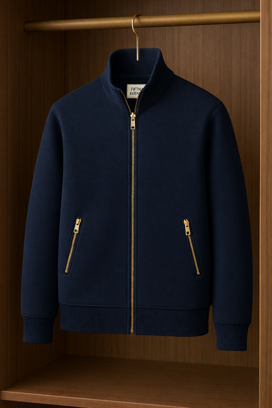 Fifth Avenue Mens Zip Up Jacket ROBLO - Navy Blue