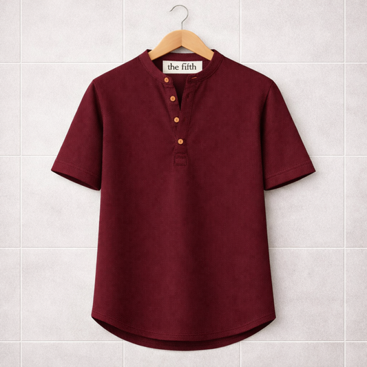 Fifth Avenue Mens Button T-Shirt S26TS8 - Maroon