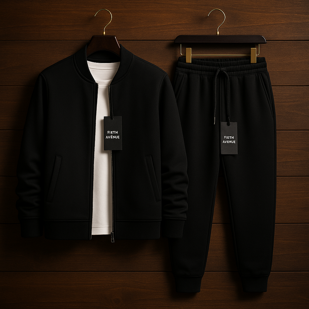 Fifth Avenue Mens Jacket and Pants Set FAMJAPNS27 - Black