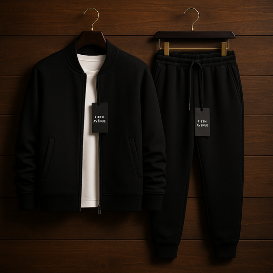 Fifth Avenue Mens Jacket and Pants Set FAMJAPNS27 - Black