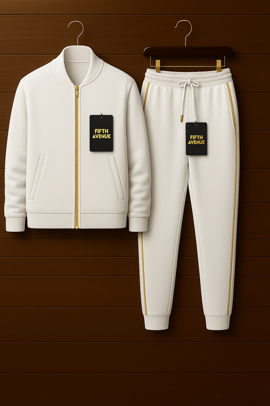 Fifth Avenue Mens Jacket and Pants Set FAMJAPNS36 - White
