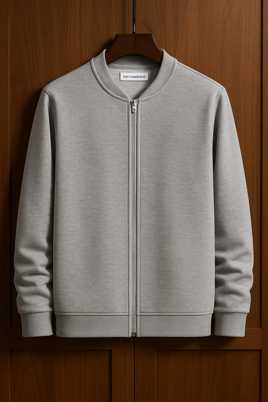 Fifth Avenue Mens Zip Up Bomber Jacket FOJA - Grey