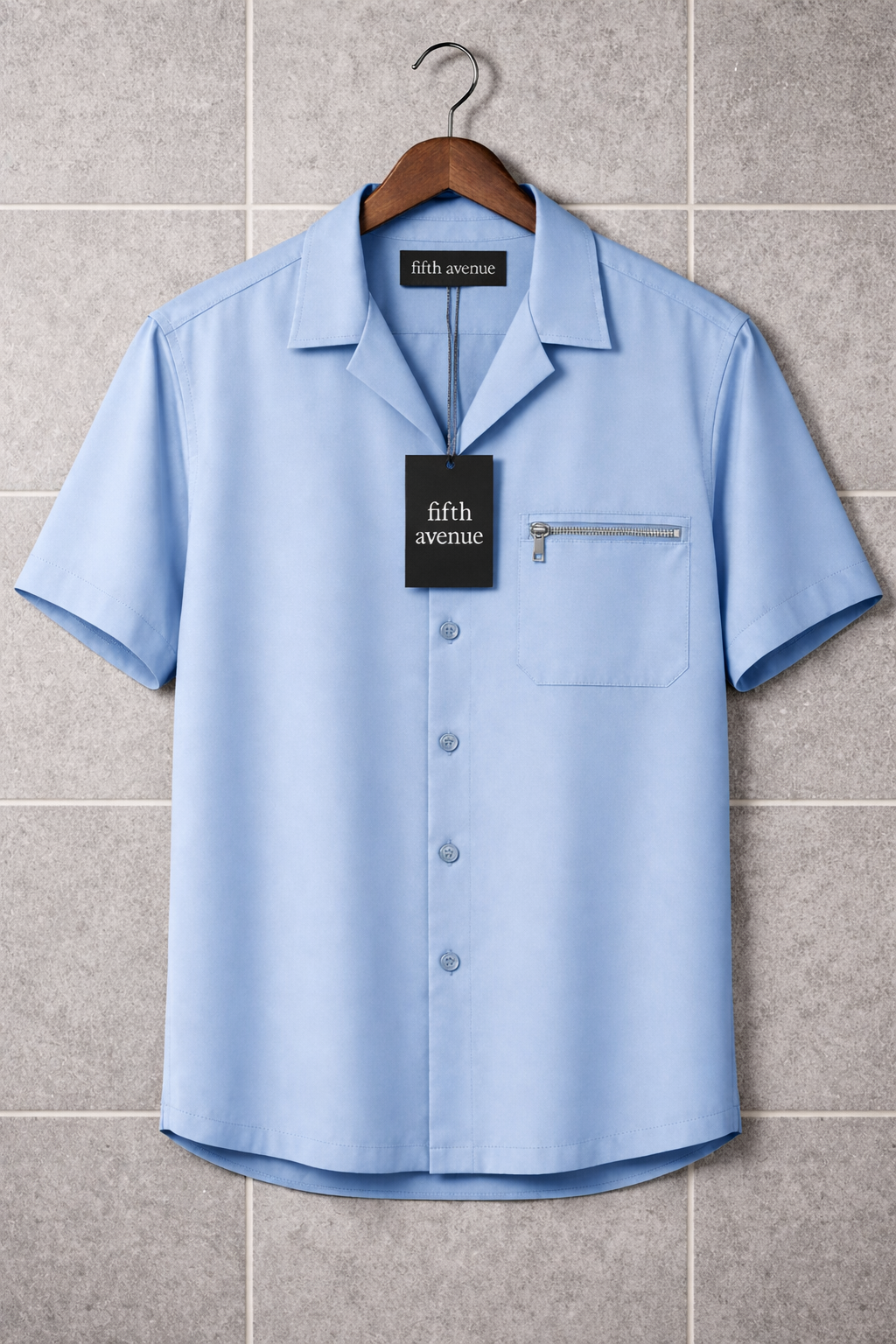 Fifth Avenue Mens Button Up Shirt FAMBSHI2 - Light Blue