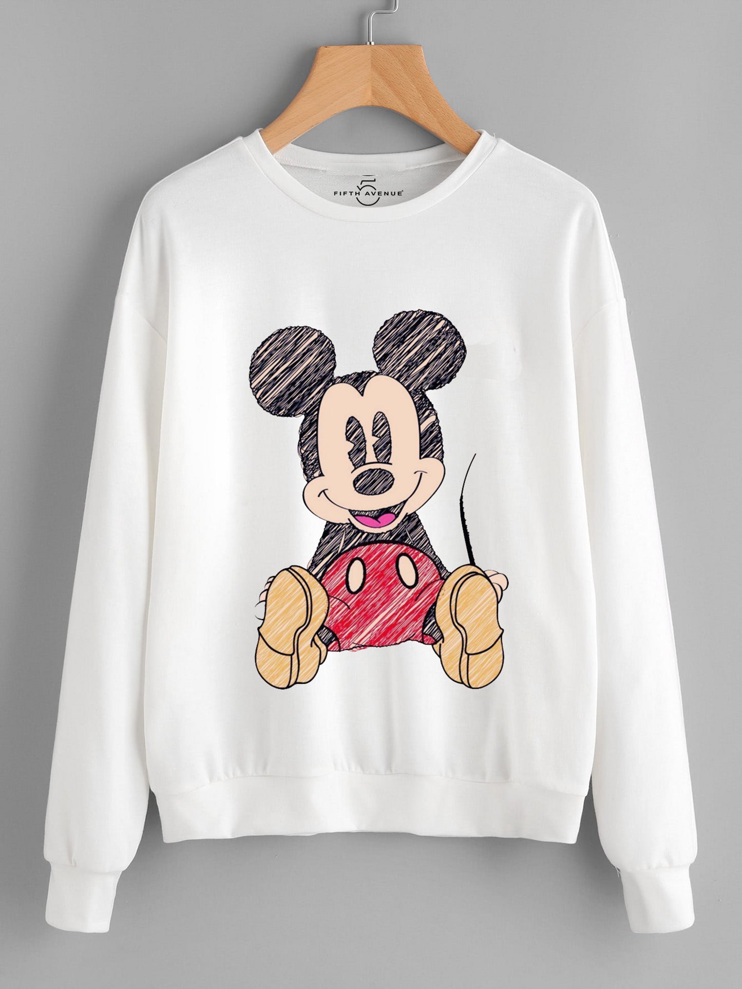 Fifth Avenue DIFT208 Cartoon Vector Printed Sweatshirt - White