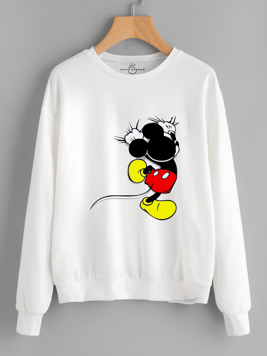 Fifth Avenue DIFT206 Cartoon Vector Printed Sweatshirt - White