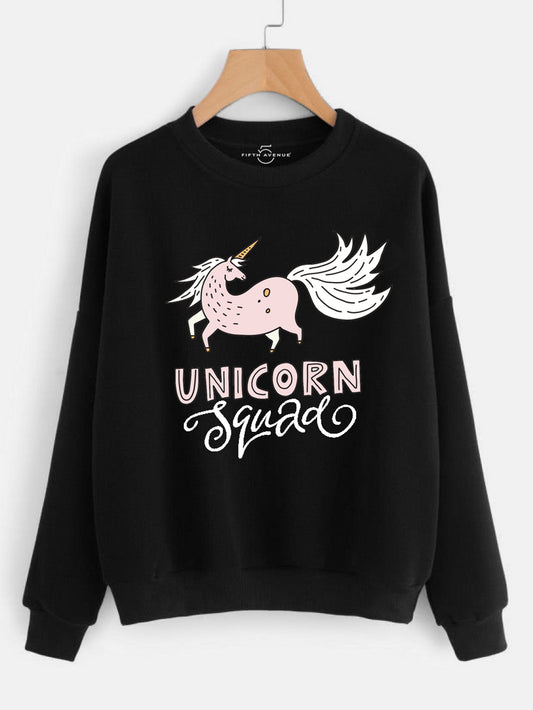 Fifth Avenue Unicorn Squad Printed Sweatshirt - Black