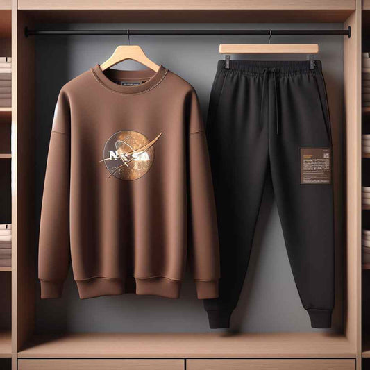 Fifth Avenue Mens Sweatshirt and Pants Set FAWMSPS37 - Brown Black