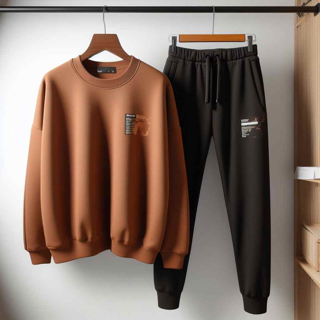 Fifth Avenue Mens Sweatshirt and Pants Set FAWMSPS41 - Brown Black